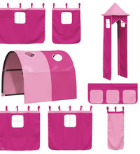 Kinderhochbett mit Turm Rosa 80x200 cm Massivholz Kiefer