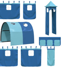 Kinderhochbett mit Turm Blau 90x200 cm Massivholz Kiefer