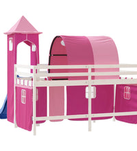 Kinderhochbett mit Turm Rosa 90x200 cm Massivholz Kiefer