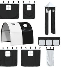 Kinderhochbett mit Turm Weiß & Schwarz 90x200 cm Kiefernholz