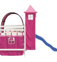 Kinderhochbett mit Turm Rosa 90x190 cm Massivholz Kiefer