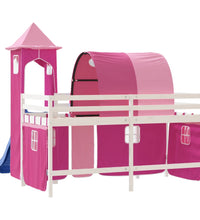 Kinderhochbett mit Turm Rosa 90x190 cm Massivholz Kiefer