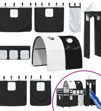 Kinderhochbett mit Turm Weiß & Schwarz 90x190 cm Kiefernholz