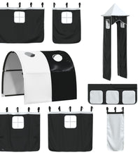 Kinderhochbett mit Turm Weiß & Schwarz 90x190 cm Kiefernholz