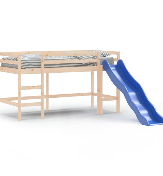 Kinderhochbett mit Rutsche 90x190 cm Massivholz Kiefer