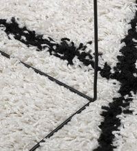 Teppich Shaggy Hochflor Modern Creme und Schwarz Ø 100 cm