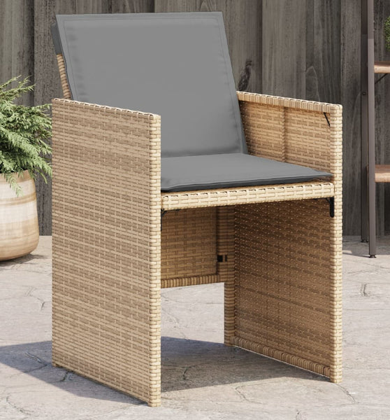 Gartenstühle mit Kissen 4 Stk. Beigemischung Poly Rattan