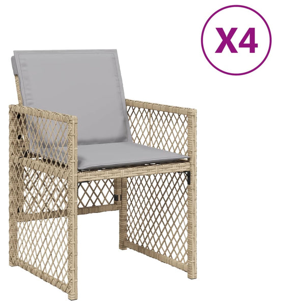 Gartenstühle mit Kissen 4 Stk. Beigemischung Poly Rattan