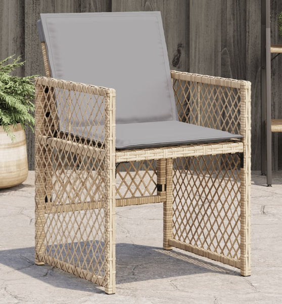 Gartenstühle mit Kissen 4 Stk. Beigemischung Poly Rattan