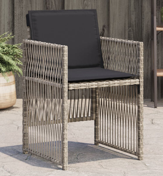 Gartenstühle mit Kissen 4 Stk. Hellgrau Poly Rattan