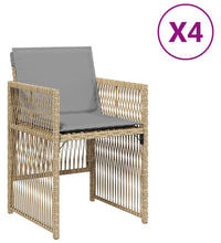 Gartenstühle mit Kissen 4 Stk. Beigemischung Poly Rattan