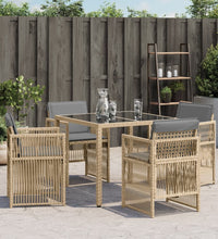 Gartenstühle mit Kissen 4 Stk. Beigemischung Poly Rattan