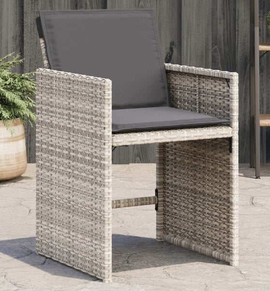 Gartenstühle mit Kissen 4 Stk. Hellgrau Poly Rattan