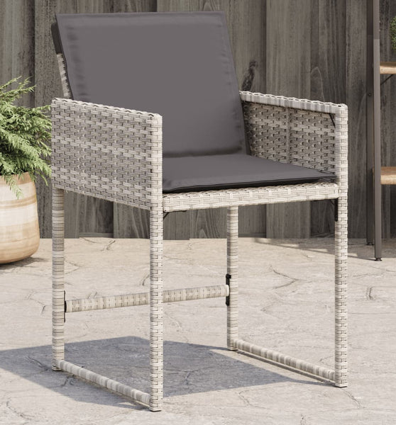 Gartenstühle mit Kissen 4 Stk. Hellgrau Poly Rattan