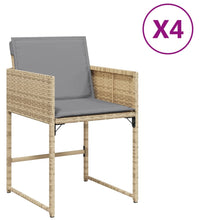 Gartenstühle mit Kissen 4 Stk. Beigemischung Poly Rattan