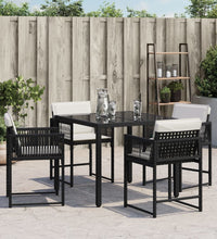 Gartenstühle mit Kissen 4 Stk. Schwarz Poly Rattan