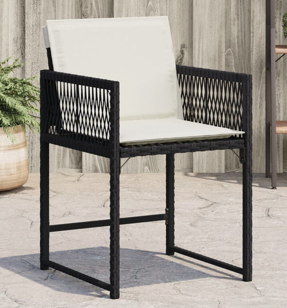 Gartenstühle mit Kissen 4 Stk. Schwarz Poly Rattan