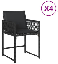 Gartenstühle mit Kissen 4 Stk. Schwarz Poly Rattan