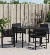 Gartenstühle mit Kissen 4 Stk. Schwarz Poly Rattan