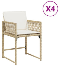 Gartenstühle mit Kissen 4 Stk. Beige Poly Rattan