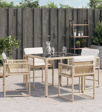 Gartenstühle mit Kissen 4 Stk. Beige Poly Rattan