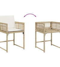 Gartenstühle mit Kissen 4 Stk. Beige Poly Rattan