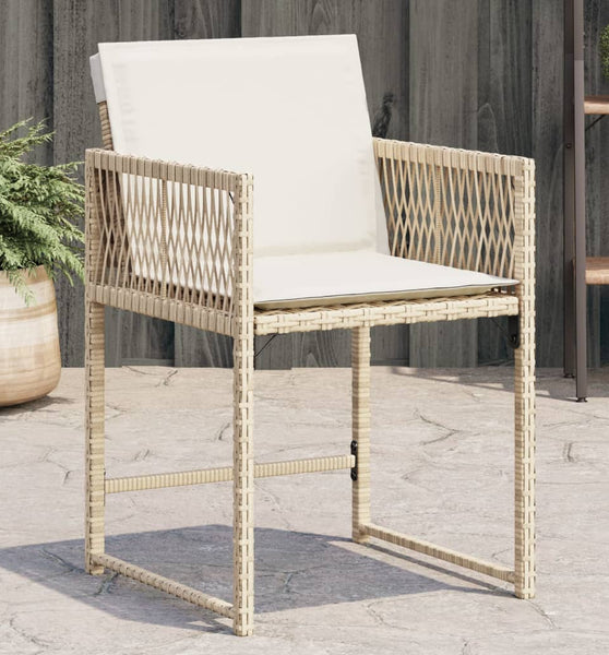 Gartenstühle mit Kissen 4 Stk. Beige Poly Rattan