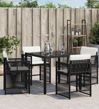 Gartenstühle mit Kissen 4 Stk. Schwarz Poly Rattan