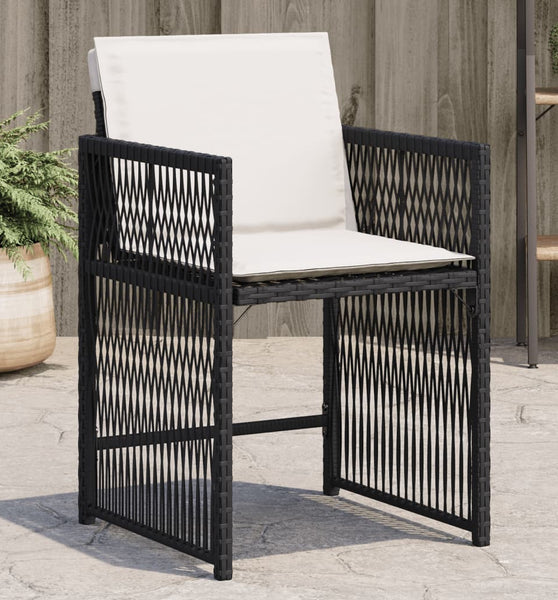 Gartenstühle mit Kissen 4 Stk. Schwarz Poly Rattan