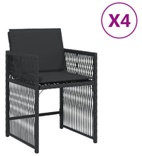 Gartenstühle mit Kissen 4 Stk. Schwarz Poly Rattan