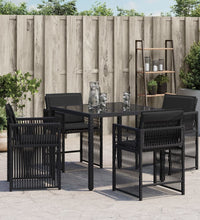 Gartenstühle mit Kissen 4 Stk. Schwarz Poly Rattan