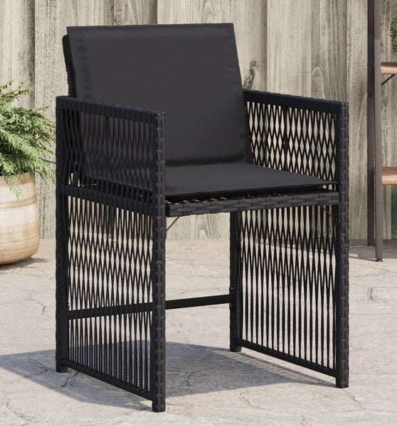 Gartenstühle mit Kissen 4 Stk. Schwarz Poly Rattan