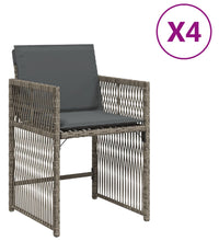 Gartenstühle mit Kissen 4 Stk. Grau Poly Rattan