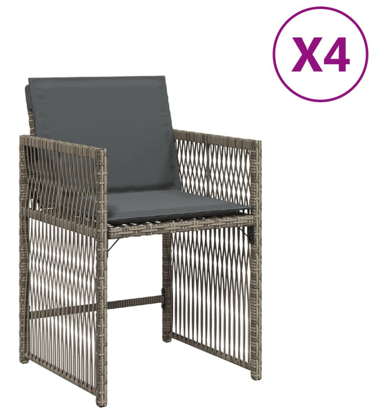 Gartenstühle mit Kissen 4 Stk. Grau Poly Rattan