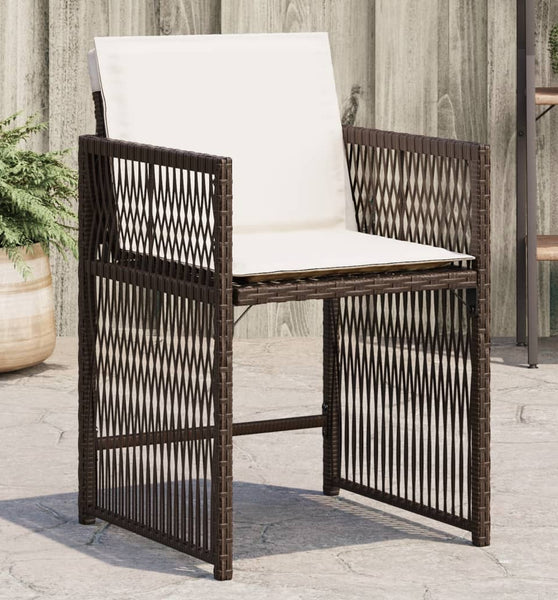 Gartenstühle mit Kissen 4 Stk. Braun Poly Rattan