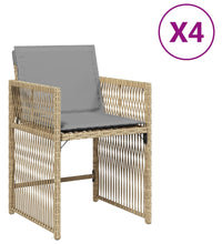 Gartenstühle mit Kissen 4 Stk. Beigemischung Poly Rattan