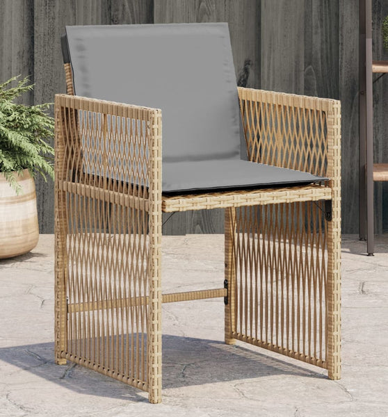 Gartenstühle mit Kissen 4 Stk. Beigemischung Poly Rattan