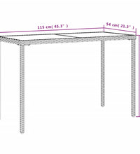 Gartentisch mit Glasplatte Grau 115x54x74 cm Poly Rattan