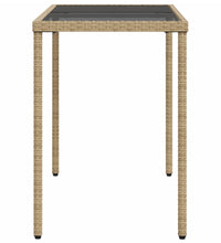 Gartentisch mit Glasplatte Beige 115x54x74 cm Poly Rattan