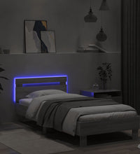 Bettgestell mit Kopfteil und LED-Leuchten Grau Sonoma 90x200 cm
