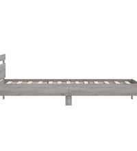 Bettgestell mit Kopfteil und LED-Leuchten Grau Sonoma 90x200 cm