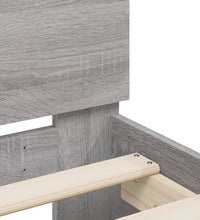 Bettgestell mit Kopfteil und LED-Leuchten Grau Sonoma 90x200 cm
