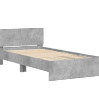 Bettgestell mit Kopfteil und LED-Leuchten Betongrau 100x200 cm