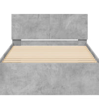 Bettgestell mit Kopfteil und LED-Leuchten Betongrau 100x200 cm