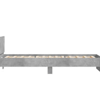 Bettgestell mit Kopfteil und LED-Leuchten Betongrau 100x200 cm