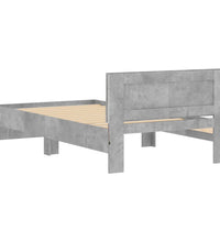 Bettgestell mit Kopfteil und LED-Leuchten Betongrau 100x200 cm