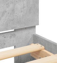 Bettgestell mit Kopfteil und LED-Leuchten Betongrau 100x200 cm