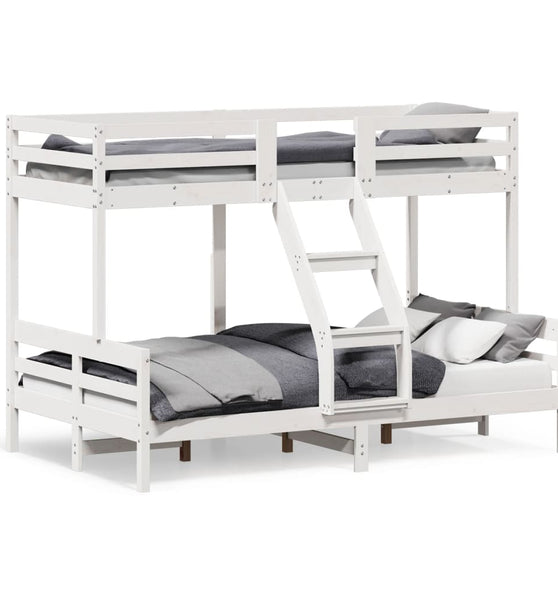 Etagenbett 80x200/120x200 cm Weiß Massivholz Kiefer