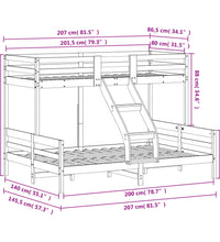 Etagenbett 80x200/140x200 cm Massivholz Kiefer