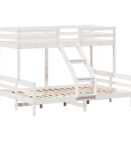 Etagenbett 80x200/140x200 cm Weiß Massivholz Kiefer